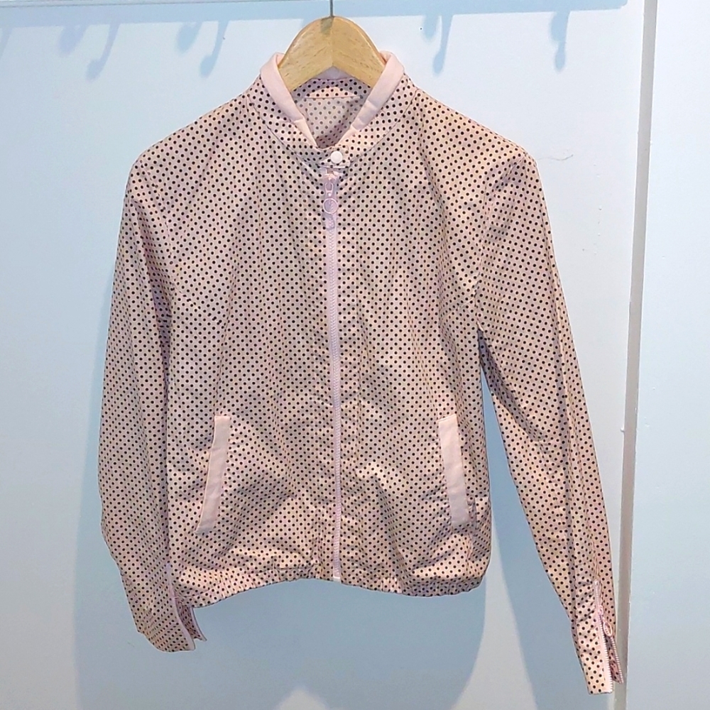 Women's lacoste pink with black micronpilka dots windbreaker